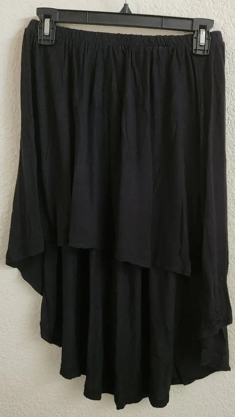 Iris Los Angeles Black Ruffled Hi Low Mini Skirt Medium Lightweight Flowy